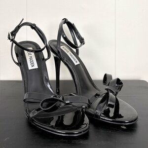 Steve Madden Glossy Black Strappy Heels